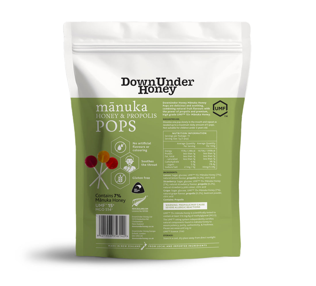UMF 15+ Manuka Honey Pops with Propolis 15 pack